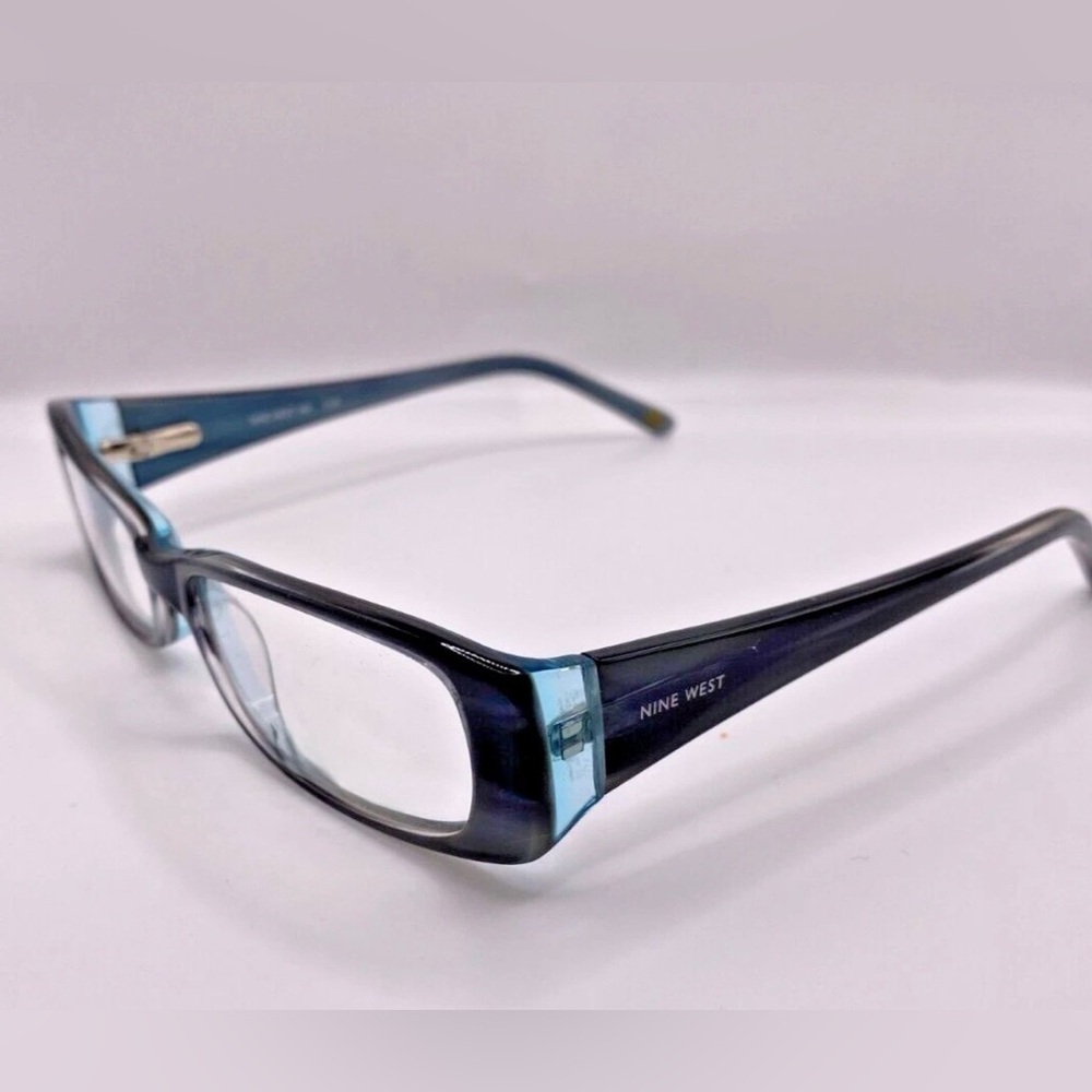 Nine West 395 CU4 Striped Blue Plastic Eyeglasses Frame 52-15-130 NW395